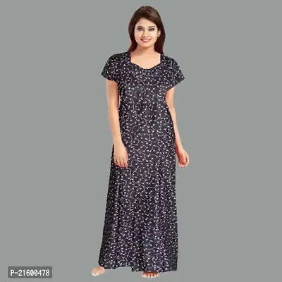 Comfortable Grey Cotton Nightdress For Women-thumb2