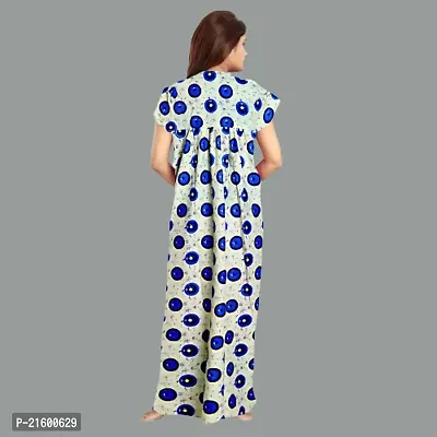 Comfortable Blue Cotton Nightdress For Women-thumb3