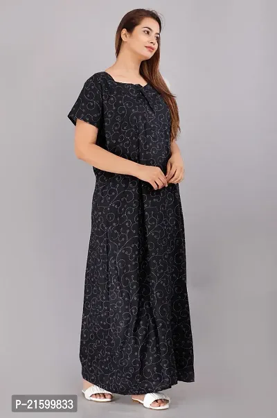 Comfortable Black Cotton Nightdress For Women-thumb2