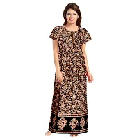 Comfortable Brown Cotton Nightdress For Women-thumb1