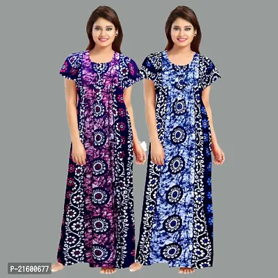 Comfortable Purple Cotton Nightdress For Women-thumb0