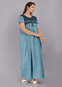 Comfortable Blue Cotton Nightdress For Women-thumb1