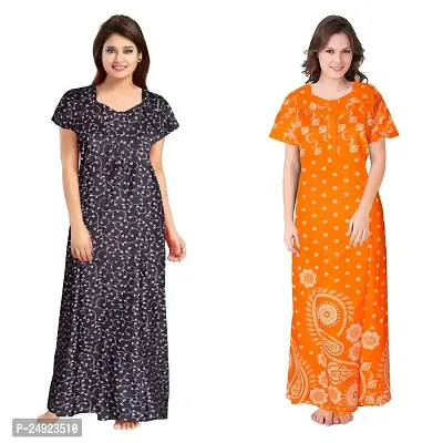 Hoorain Enterprises 100% Cotton Kaftan for Women || Long Length Printed Nighty/Kaftan/Maxi/Night Gown/Night Dress/Nightwear Inner  Sleepwear for Women's (Combo Pack of 2)-thumb0