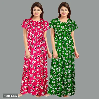 Comfortable Multicoloured Cotton Nightdress For Women-thumb0