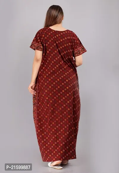 Comfortable Maroon Cotton Nightdress For Women-thumb4