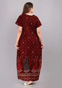 Comfortable Maroon Cotton Nightdress For Women-thumb3