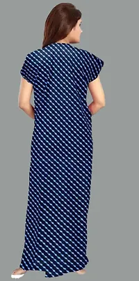 Comfortable Blue Cotton Nightdress For Women-thumb2