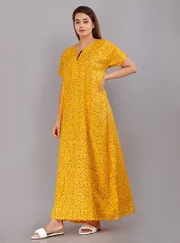 Comfortable Yellow Cotton Nightdress For Women-thumb2