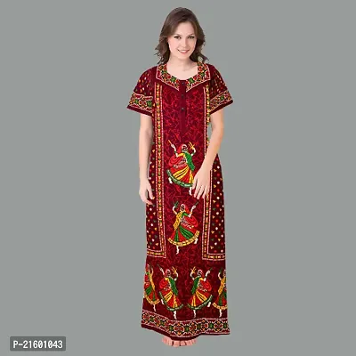 Comfortable Maroon Cotton Nightdress For Women-thumb4