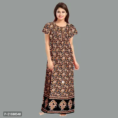 Comfortable Brown Cotton Nightdress For Women-thumb2