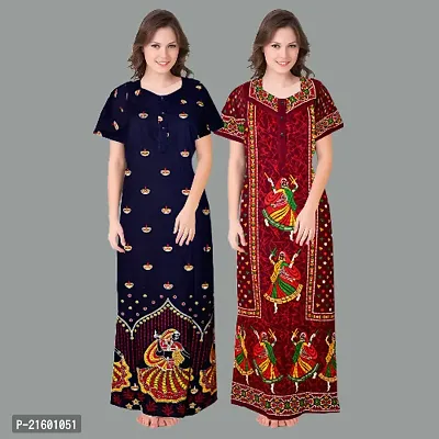 Comfortable Maroon Cotton Nightdress For Women