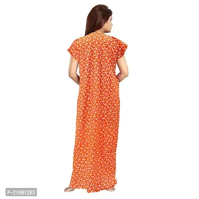 Comfortable Orange Cotton Nightdress For Women-thumb3