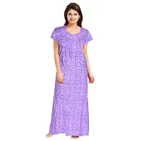 Comfortable Blue Cotton Nightdress For Women-thumb3