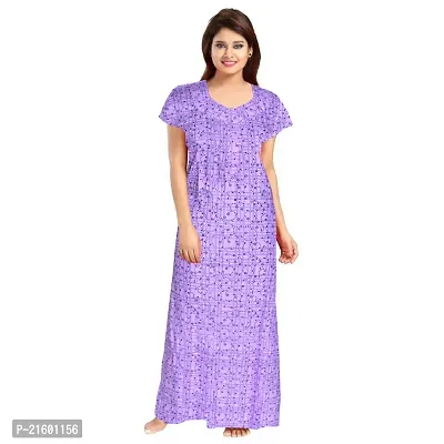 Comfortable Blue Cotton Nightdress For Women-thumb4