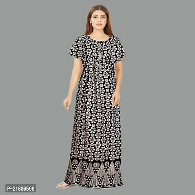 Comfortable Black Cotton Nightdress For Women-thumb2