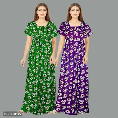 Comfortable Purple Cotton Nightdress For Women-thumb0