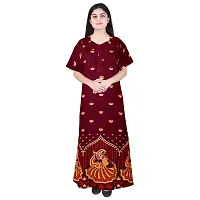 HOORANI Enterprises 100% Cotton Nighty for Women || Long Length Printed Nighty/Maxi/Night Gown/Night Dress/Nightwear Inner  Sleepwear for Women's (Combo Pack of 2)-thumb3