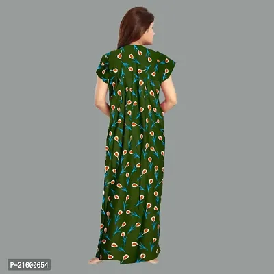 Comfortable Green Cotton Nightdress For Women-thumb3