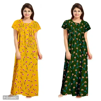 Comfortable Yellow Cotton Nightdress For Women