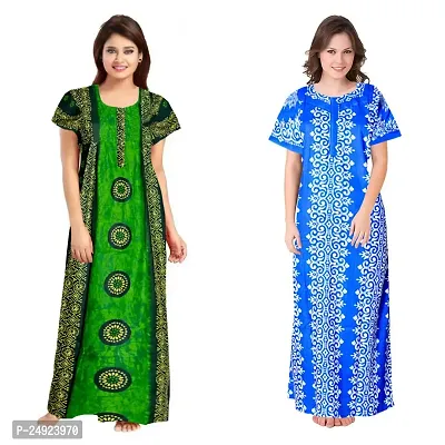 Hoorain Enterprises 100% Cotton Kaftan for Women || Long Length Printed Nighty/,.Kaftan/Maxi/Night Gown/Night Dress/Nightwear Inner  Sleepwear for Women's (Combo Pack of 2)