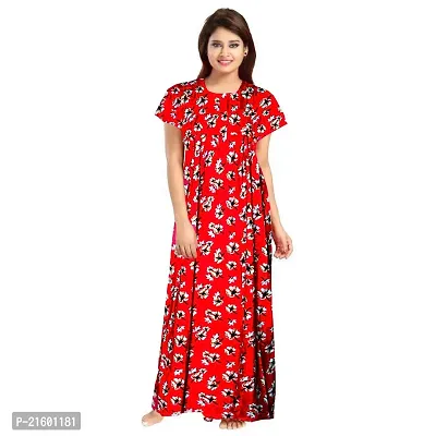 Comfortable Red Cotton Nightdress For Women-thumb2