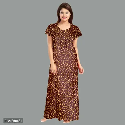 Comfortable Brown Cotton Nightdress For Women-thumb2