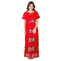 Comfortable Red Cotton Nightdress For Women-thumb3