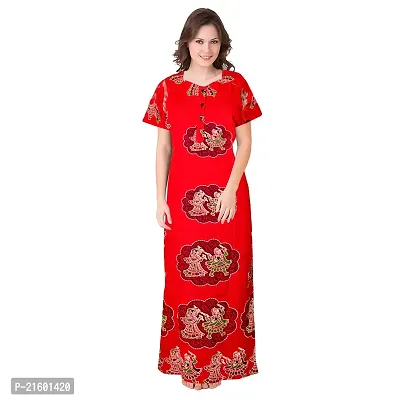 Comfortable Red Cotton Nightdress For Women-thumb4