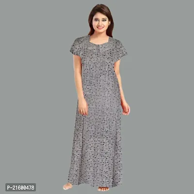 Comfortable Grey Cotton Nightdress For Women-thumb4