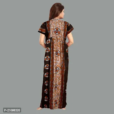 Comfortable Brown Cotton Nightdress For Women-thumb3