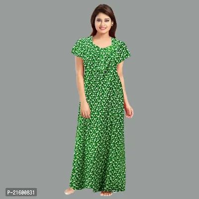 Comfortable Green Cotton Nightdress For Women-thumb2