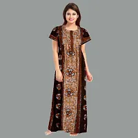 Comfortable Brown Cotton Nightdress For Women-thumb1