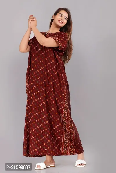 Comfortable Maroon Cotton Nightdress For Women-thumb3