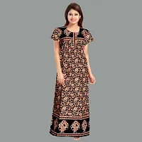 Comfortable Brown Cotton Nightdress For Women-thumb3