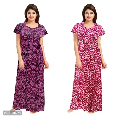 Comfortable Multicoloured Cotton Nightdress For Women