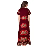 Comfortable Maroon Cotton Nightdress For Women-thumb2