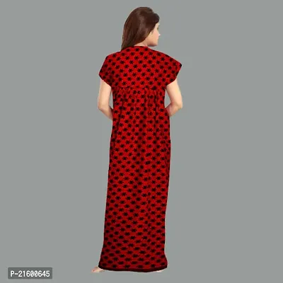 Comfortable Red Cotton Nightdress For Women-thumb3