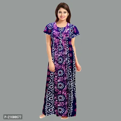 Comfortable Purple Cotton Nightdress For Women-thumb4