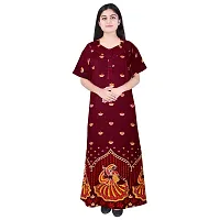 Comfortable Maroon Cotton Nightdress For Women-thumb3