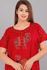 Comfortable Red Cotton Nightdress For Women-thumb1