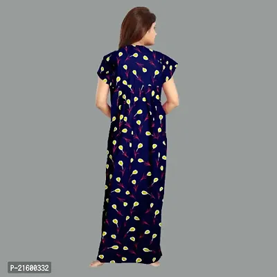 Comfortable Blue Cotton Nightdress For Women-thumb3