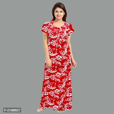 Comfortable Red Cotton Nightdress For Women-thumb2