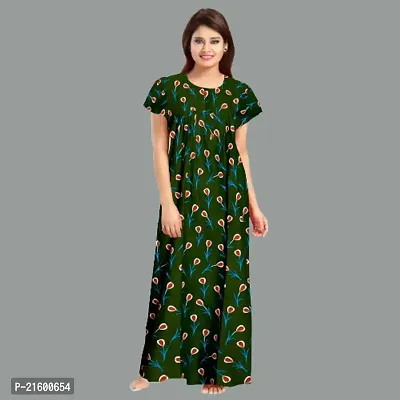 Comfortable Green Cotton Nightdress For Women-thumb2