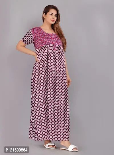 Comfortable Pink Cotton Nightdress For Women-thumb2