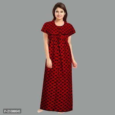 Comfortable Red Cotton Nightdress For Women-thumb2