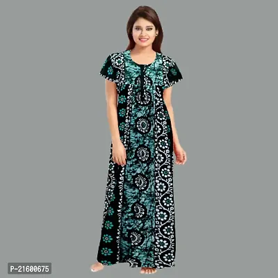 Comfortable Green Cotton Nightdress For Women-thumb2