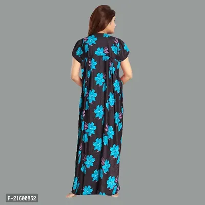 Comfortable Blue Cotton Nightdress For Women-thumb3