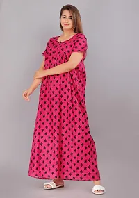 Comfortable Pink Cotton Nightdress For Women-thumb2