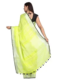 Naz Boutique Handloom Women's Bhagalpuri Linen Slub Saree With Blouse Color Paipin And Blouse Black Simple  Sober Free Size 5.5 Meter 80 Cm Blouse (Lime Green)-thumb2