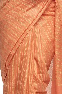 Naz Boutique_Bhagalpuri Handloom Women's Cotton Art Silk Striped Saree Simple And Sober Saree With Running Blouse Light Weight Free Size 6.5 Meters Including Blouse (Peach Orange)-thumb3